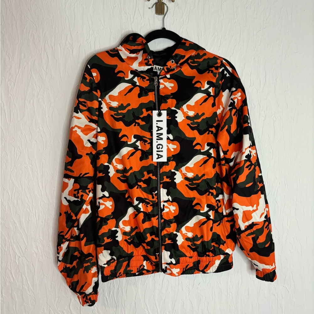 NWT I.AM.GIA Orange And Black Camo Jacket Size Small